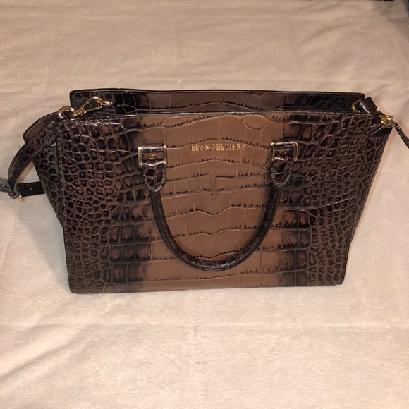 Michael Kors Handbags - Michael Kors Brown Crocodile Tote Handbag